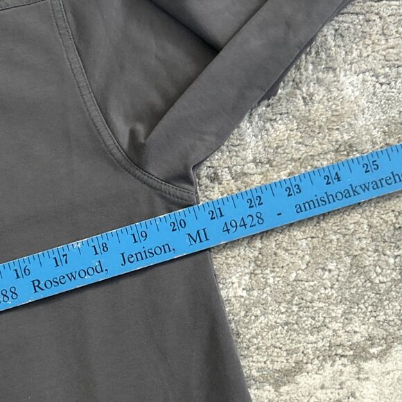 BYLT Hoodie Shirt Mens Large Drop Cut L/S Hooded Henley Lux Gray Cotton - Picture 7 of 8